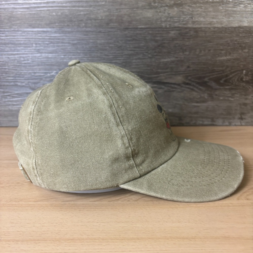 Disney Hat Cap Strap Back Brown Mickey Mouse Disney World Vintage Distressed - Picture 6 of 9